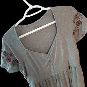 Super-soft Heather Grey Floral Babydoll Tunic